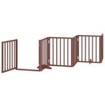 Dog Gate with Door Foldable 9 Panels Brown 450 cm Poplar Wood 3155547