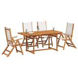 5 Piece Garden Dining Set Solid Wood Acacia and Textilene 3279296