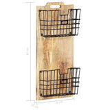 285878 Wall-mounted Magazine Rack 33x10x67 cm Solid Rough Mango Wood