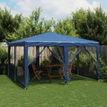 Party Tent with 8 Mesh Sidewalls Blue 4x4 m HDPE 4010062