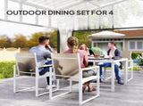 5 Piece Garden Furniture Set with 4 Armchairs and Tempered Glass Table Top, for Deck, Balcony T3398P313541