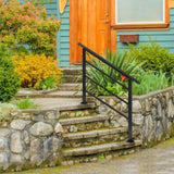 ZNTS Handrails for Outdoor Steps, Wrought Iron Handrail Fits 1 to 4 Steps, Transitional Handrail with 27863696