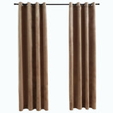 Blackout Curtains with Rings 2 pcs Velvet Beige 140x175 cm 134504