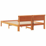 Bed Frame with Headboard Wax Brown 140 x 200 cm Solid Pine Wood 872820
