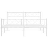 Metal Bed Frame without Mattress with Footboard White 140x200cm 372345