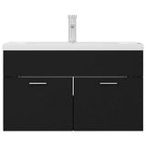 Sink Cabinet with Built-in Basin Black Engineered Wood 3071280