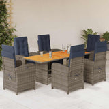 7 Piece Garden Dining Set with Cushions Grey Poly Rattan 3212512