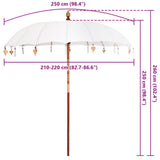 Balinese Parasol Cream 220 x 220 x 260 cm Cotton and solid wood 42006451