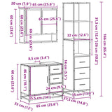 3 Piece Bathroom Furniture Set Smoked Oak Engineered Wood 3301167