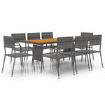 ZNTS 9 Piece Outdoor Dining Set Poly Rattan Grey 3120113