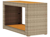Garden Side Table with Wooden Top Beige 100x40x75 cm Poly Rattan 366308