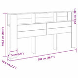 Headboard Cabinet with Shelf Black Oak 200 x 18.5 x 102.5 cm 862760