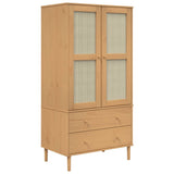 Wardrobe SENJA Rattan Look Brown 90x55x175 cm Solid Wood Pine 358034