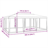 Party Tent with 10 Mesh Sidewalls Red 6x4 m HDPE 4010070