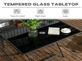 Folding Outdoor Dining Table for 6, Rectangle Table Tempered Glass Top with Parasol Hole T3398P325260