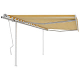 Manual Retractable Awning with Posts 4.5x3.5 m Yellow and White 3070038