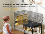 Bird Cage with Divider, 4 Wooden Perches, Slide Out Tray, 4 Feeders, for Budgie, Lovebird, Canary, T3398P376234