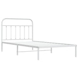 Bed Frame White Steel Single Bed Frame Rectangular Industrial 352623