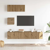 4 Piece TV Cabinet Set Wall-mounted Artisan Oak Engineered Wood 3329156