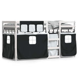 Bunk Bed without Mattress White&Black 75x190 cm Small Single Solid Wood Pine 3283913