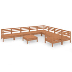 ZNTS 10 Piece Garden Lounge Set Honey Brown Solid Wood Pine 3083262