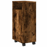 Narrow Bathroom Cabinet with Wheels Smoked Oak Engineered Wood 855236