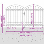 Fence gate with Lock Grey 300 x 175 cm Steel 42008936