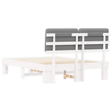 Bed Frame with Upholstered Headboard White and Light grey 877428