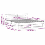Bed Frame with Headboard Brown 180 x 200 cm Solid Pine Wood 3385675