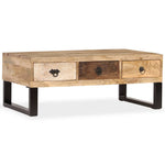 ZNTS Coffee Table with 3 Drawers Solid Mango Wood 90x50x35 cm 244942