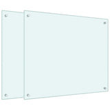 Kitchen Backsplashes 2 pcs White 70x60 cm Tempered Glass 3315785