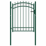 Fence Gate EMMEN with Spikes Steel 103x109.5 cm Green 146374
