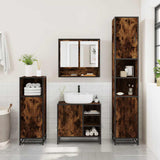 ZNTS 4 Piece Bathroom Furniture Set Smoked Oak Engineered Wood 3301237