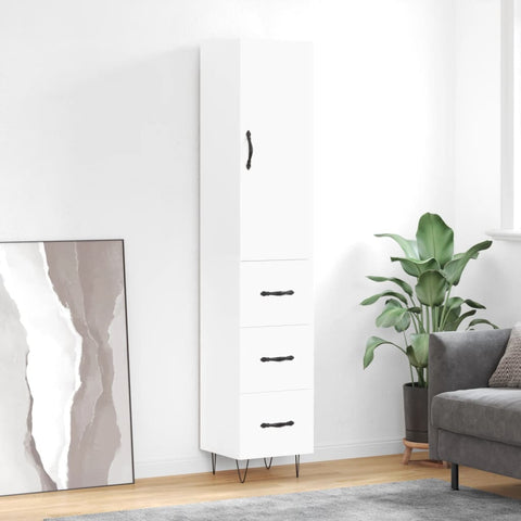Highboard White 34.5x34x180 cm Engineered Wood 3198881