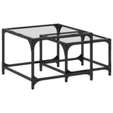 Nesting Coffee Tables 2 pcs with Transparent Glass Top Steel 845982
