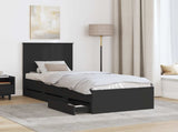Bed Frame with Drawer Black 75 x 190 cm Engineer Wood 3411167