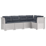5-Seater Garden Sofa with Cushions Rattan Look PP White 3444061