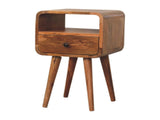 Solid Wood Mini Oak-ish Curve Open Bedside, 1 Drawer and Open Slot B2743P402936