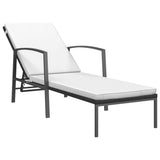 ZNTS Garden Sun Lounger with Cushion Poly Rattan Black 317641