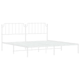 Metal Bed Frame without Mattress with Headboard White 193x203cm 373942