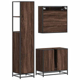 ZNTS 3 Piece Bathroom Furniture Set Brown Oak Engineered Wood 3301159