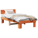 Bed Frame with Headboard Wax Brown 90 x 200 cm Solid Pine Wood 872586