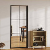Interior Door ESG Glass and Aluminium 83x201.5 cm Black 151203