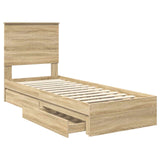 Storage Bed with Drawer Sonoma Oak 75 x 190 cm Engineered Wood 3411259
