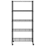 5-Tier Storage Shelf with Wheels 75x35x155 cm Black 250 kg 324630