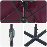 Garden Parasol Bordeaux Red 370 x 197 x 239 cm 42003373