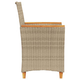 Garden Chairs with Cushions 2 pcs Beige Poly Rattan&Solid Wood 368722