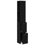 Bathroom Cabinet Black Oak 25 x 25 x 170 cm Engineered Wood 862669