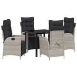 Garden Dining Set with Cushion 5 pcs Light Grey Poly Rattan 3380569