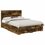 Bed Frame with Drawer Smoked Oak 140 x 190 cm Engineered Wood 3409644
